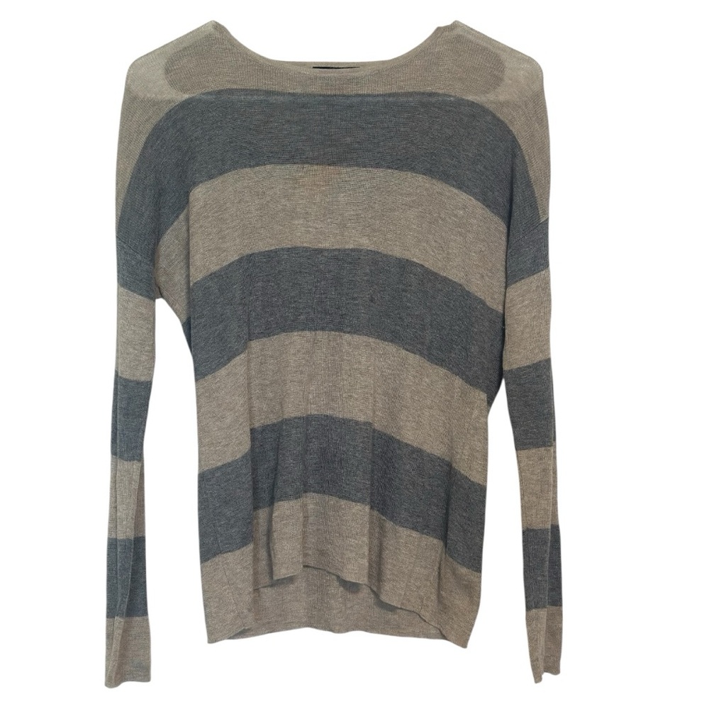 Eileen Fisher Merino Tencel Striped Dolman Sweater Relaxed Knit XXS